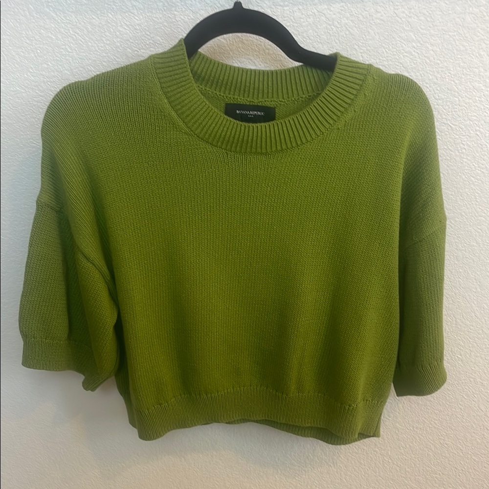 Banana Republic Green Crew Neck Sweater Fitted Knit